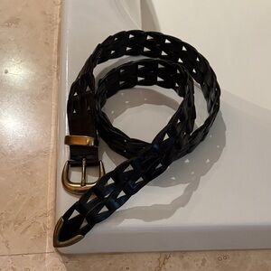 The Limited Dark Woven Belt with Brass Buckle